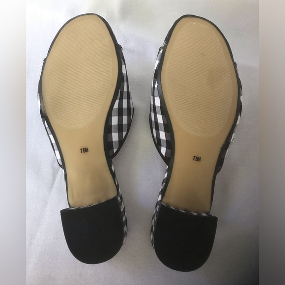 NIB Crown & Ivy Women's Charlotte Slides in Black and White Gingham - Picture 5 of 8